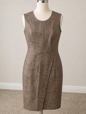 Sexy night out Leather beige brown dress size 6 Kenneth Cole